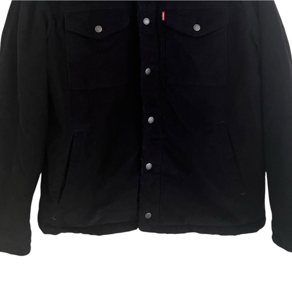 Levi’s Black Corduroy Sherpa Lined Trucker Jacket Large LM8RC530 - Picture 4 of 12